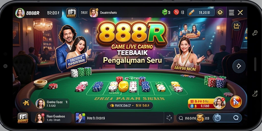 Tampilan gameplay Live Casino 888R dengan dealer langsung yang profesional.