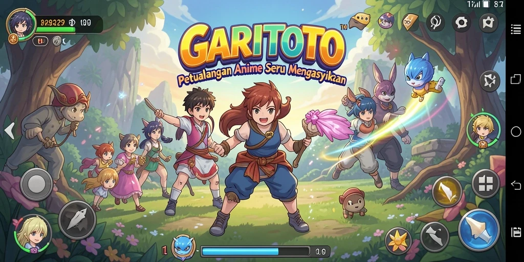 Tangkapan layar GARITOTO menampilkan aksi seru dan karakter anime yang menarik.