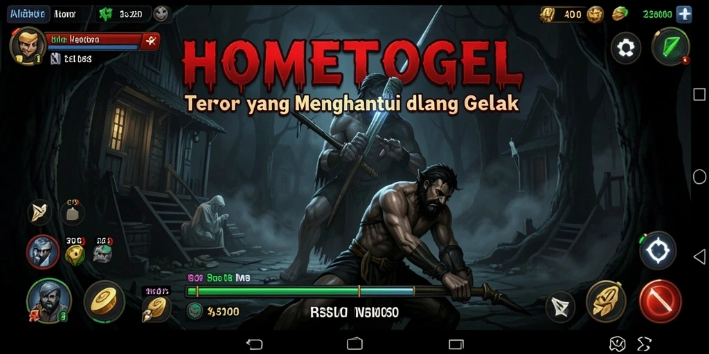 Screenshot gameplay HOMETOGEL dengan suasana horor yang menghantui.