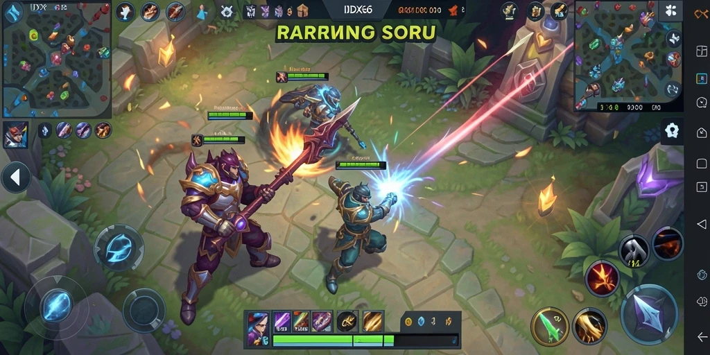 Tampilan aksi seru dalam permainan MOBA IDX66.