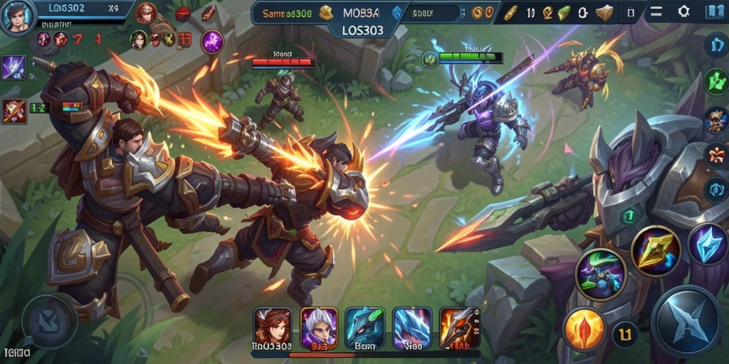 Tampilan gameplay seru dalam pertempuran MOBA LOS303.
